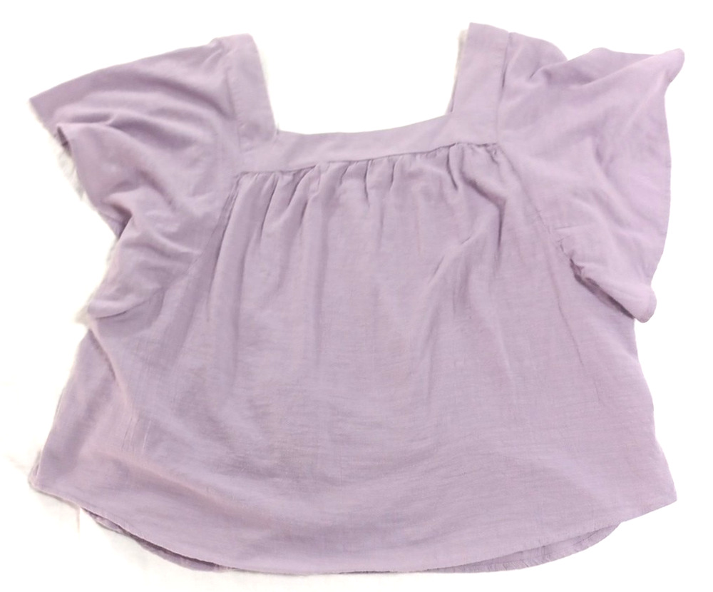Sonoma Women's Purple Cotton Gauze Top Sz 2x Plus Babydoll Square Neck